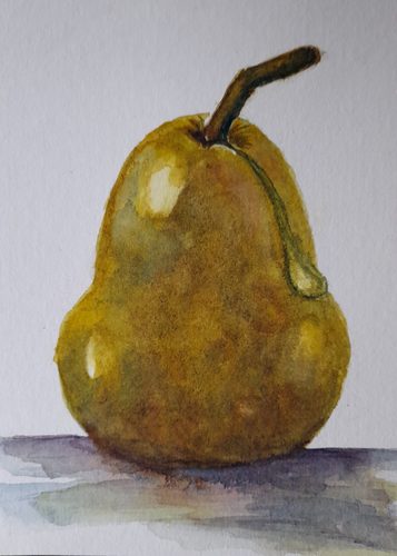 Chrissy, Bartlett Pear, watercolour.